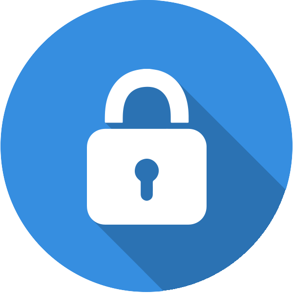 Padlock in blue circle